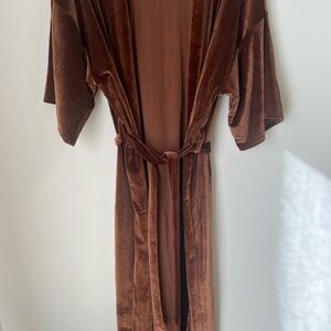 Velvet Kimono Robe in Brown - Women’s Intimates & Sleepwear